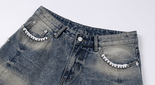 MEDM Stitch Embroidered Washed Jeans | Face 3 Face