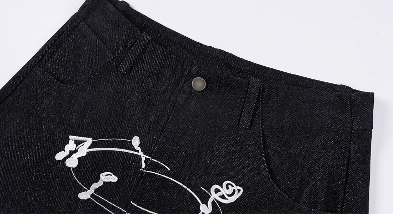 MEDM Stunner Bear Star Embroidered Baggy Jeans | Face 3 Face