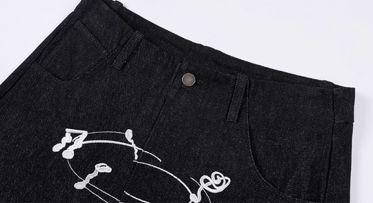 MEDM Stunner Bear Star Embroidered Baggy Jeans | Face 3 Face