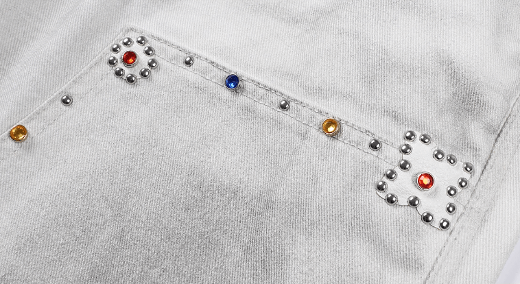 MEDM Gemstone Studded Double Knee Washed Jeans | Face 3 Face