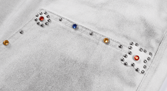 MEDM Gemstone Studded Double Knee Washed Jeans | Face 3 Face