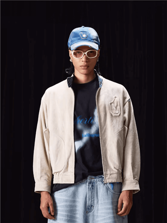 Labt Suede Leather Lined Plaid Harrington Jacket | Face 3 Face