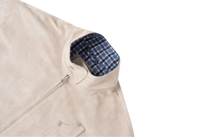 Labt Suede Leather Lined Plaid Harrington Jacket | Face 3 Face