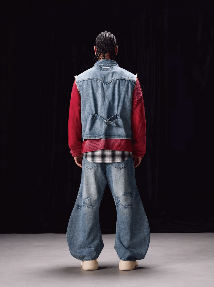 Labt Washed Denim Western Short Vest | Face 3 Face