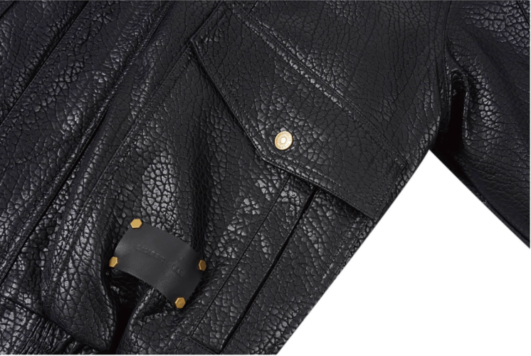 Labt Elephant Grain PU Leather Embroidered Patch Jacket | Face 3 Face