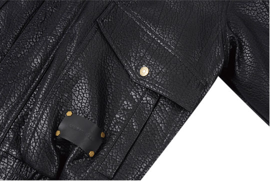 Labt Elephant Grain PU Leather Embroidered Patch Jacket | Face 3 Face