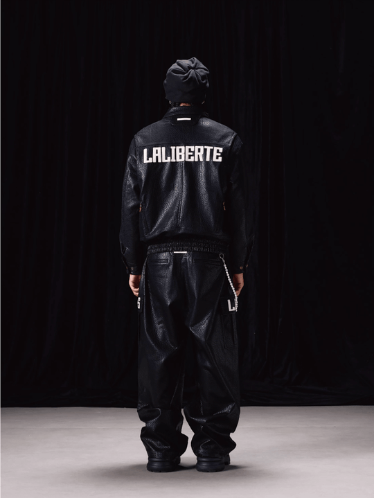 Labt Elephant Grain PU Leather Embroidered Patch Jacket | Face 3 Face