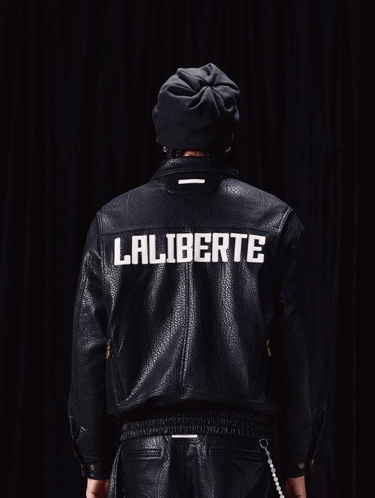 Labt Elephant Grain PU Leather Embroidered Patch Jacket | Face 3 Face