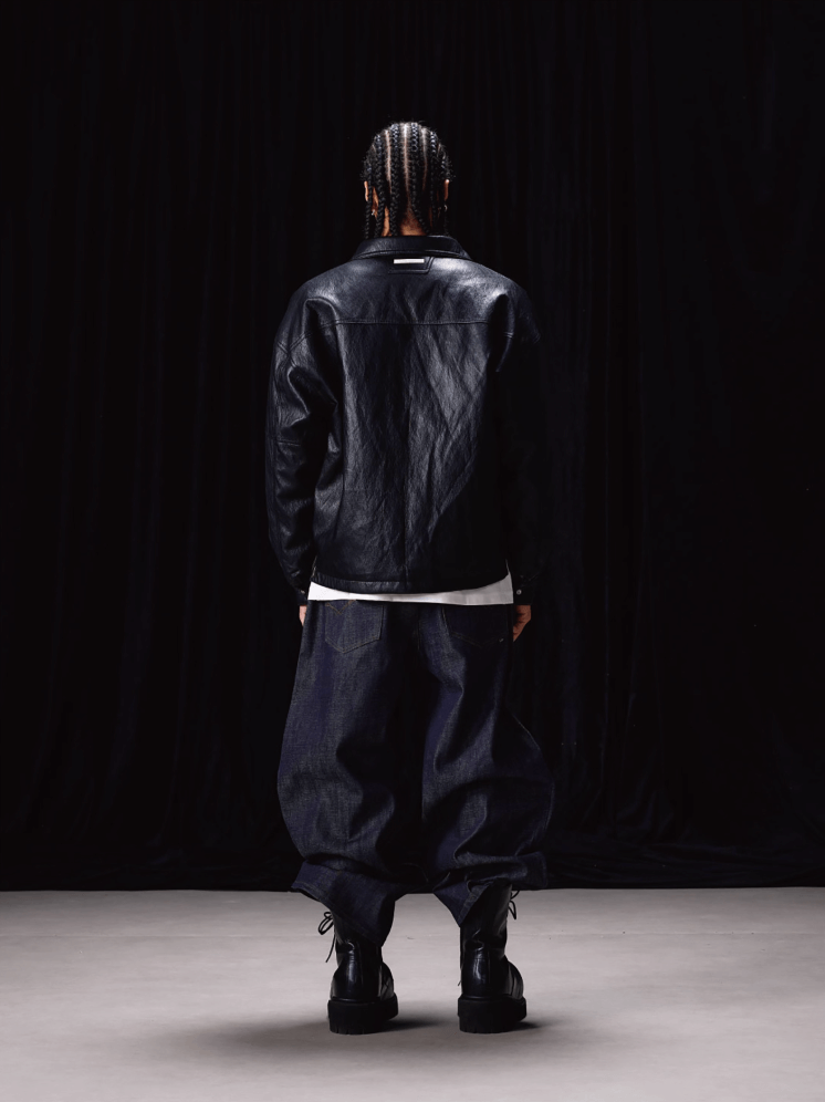 Labt Light Textured PU Leather Down Jacket | Face 3 Face