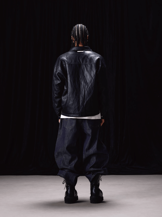 Labt Light Textured PU Leather Down Jacket | Face 3 Face