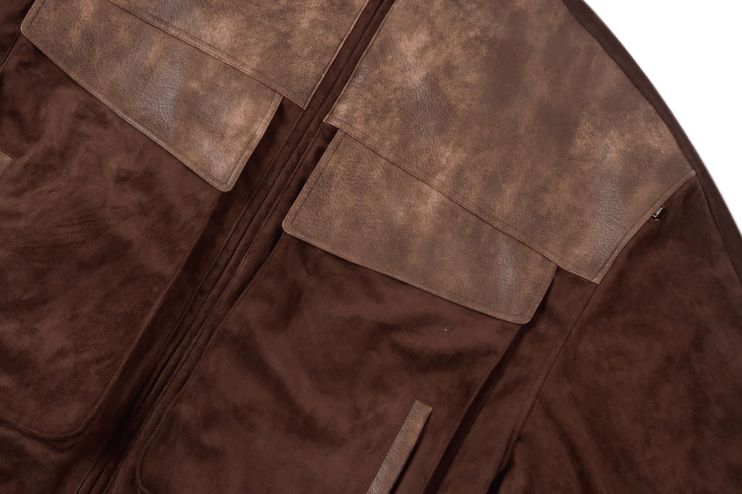 Labt PU Leather Suede Patchwork Pocket Jacket | Face 3 Face