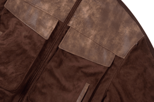 Labt PU Leather Suede Patchwork Pocket Jacket | Face 3 Face