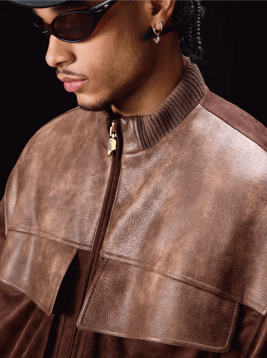 Labt PU Leather Suede Patchwork Pocket Jacket | Face 3 Face