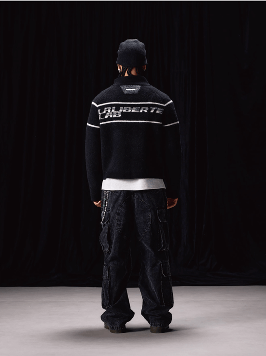 Labt Striped Jacquard Knit Zip Up Jacket | Face 3 Face