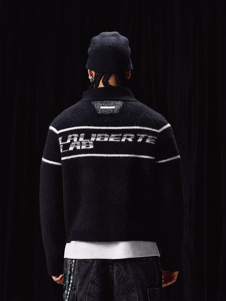 Labt Striped Jacquard Knit Zip Up Jacket | Face 3 Face