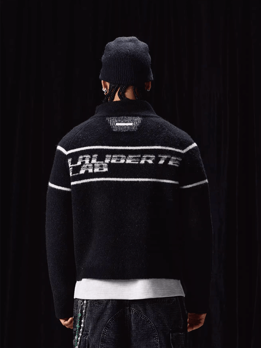 Labt Striped Jacquard Knit Zip Up Jacket | Face 3 Face