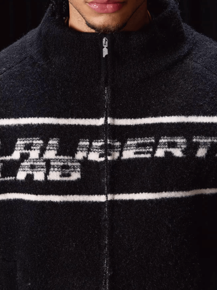 Labt Striped Jacquard Knit Zip Up Jacket | Face 3 Face