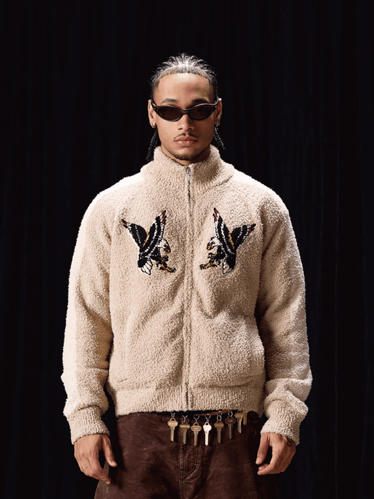 Labt Eagle Embroidered Sherpa Zip Up Jacket | Face 3 Face