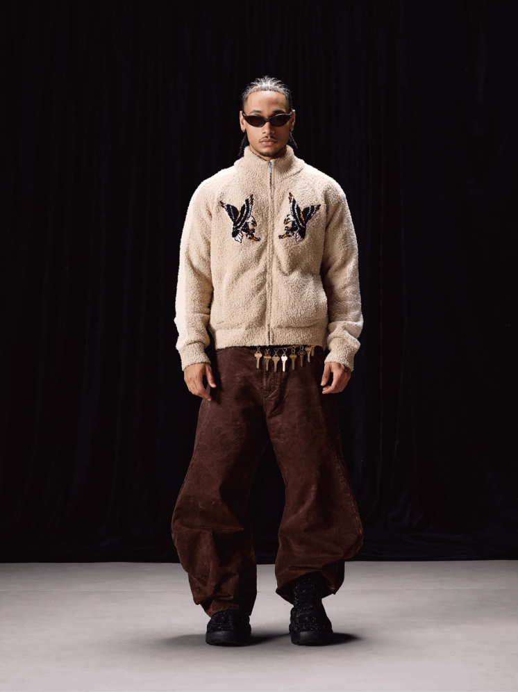 Labt Eagle Embroidered Sherpa Zip Up Jacket | Face 3 Face