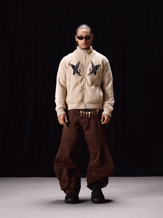 Labt Eagle Embroidered Sherpa Zip Up Jacket | Face 3 Face