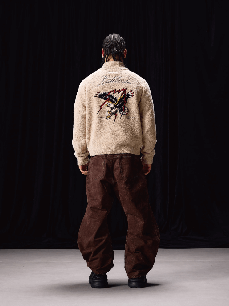 Labt Eagle Embroidered Sherpa Zip Up Jacket | Face 3 Face