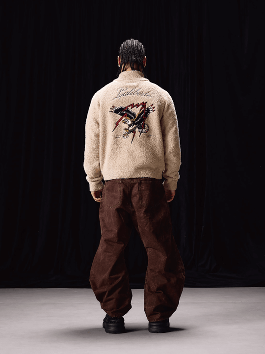 Labt Eagle Embroidered Sherpa Zip Up Jacket | Face 3 Face