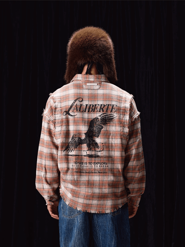 Labt Frayed Plaid Flannel Long Sleeve Shirt | Face 3 Face