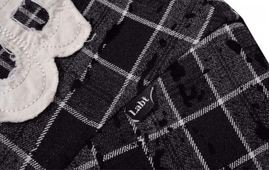Labt Plaid Flannel Patch Embroidered Long Sleeve Shirt | Face 3 Face