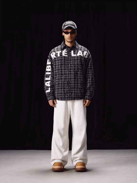 Labt Plaid Flannel Patch Embroidered Long Sleeve Shirt | Face 3 Face