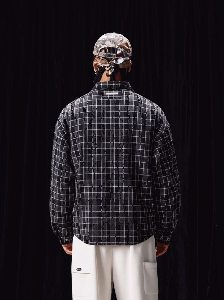 Labt Plaid Flannel Patch Embroidered Long Sleeve Shirt | Face 3 Face