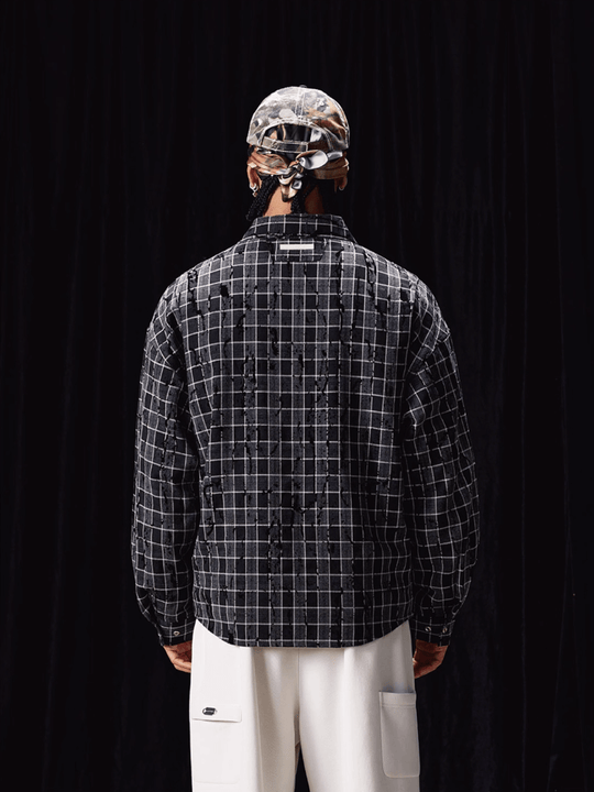 Labt Plaid Flannel Patch Embroidered Long Sleeve Shirt | Face 3 Face