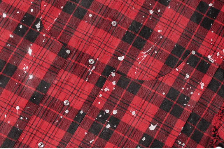 Labt Splash Ink Plaid Frayed Flannel Long Sleeve Shirt | Face 3 Face