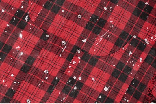 Labt Splash Ink Plaid Frayed Flannel Long Sleeve Shirt | Face 3 Face