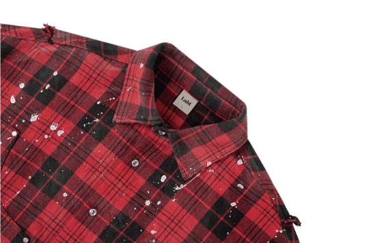 Labt Splash Ink Plaid Frayed Flannel Long Sleeve Shirt | Face 3 Face