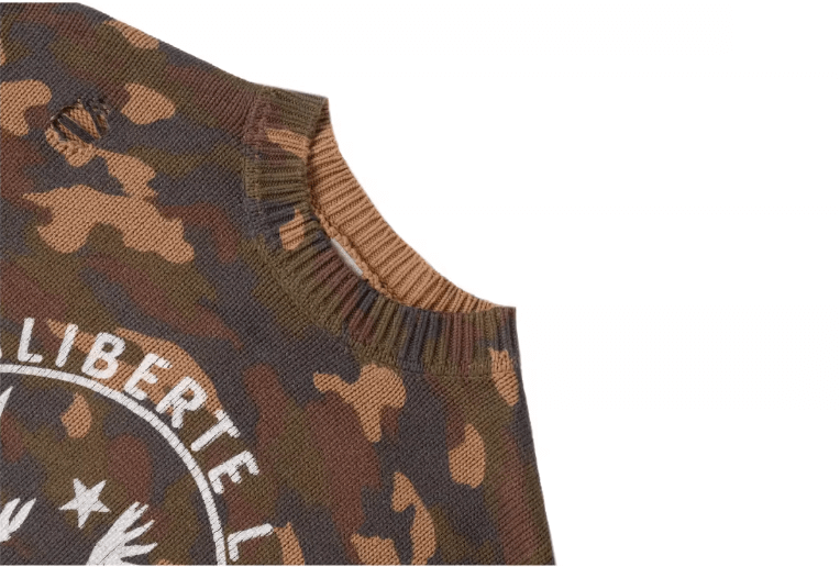 Labt Camouflage Distressed Knit Sweater | Face 3 Face