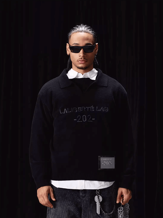 Labt Patch Embroidery Polo Knit Sweater | Face 3 Face