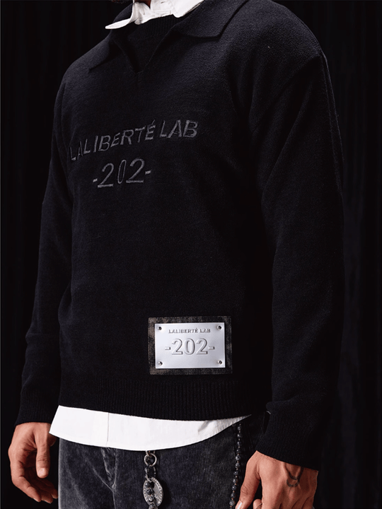 Labt Patch Embroidery Polo Knit Sweater | Face 3 Face