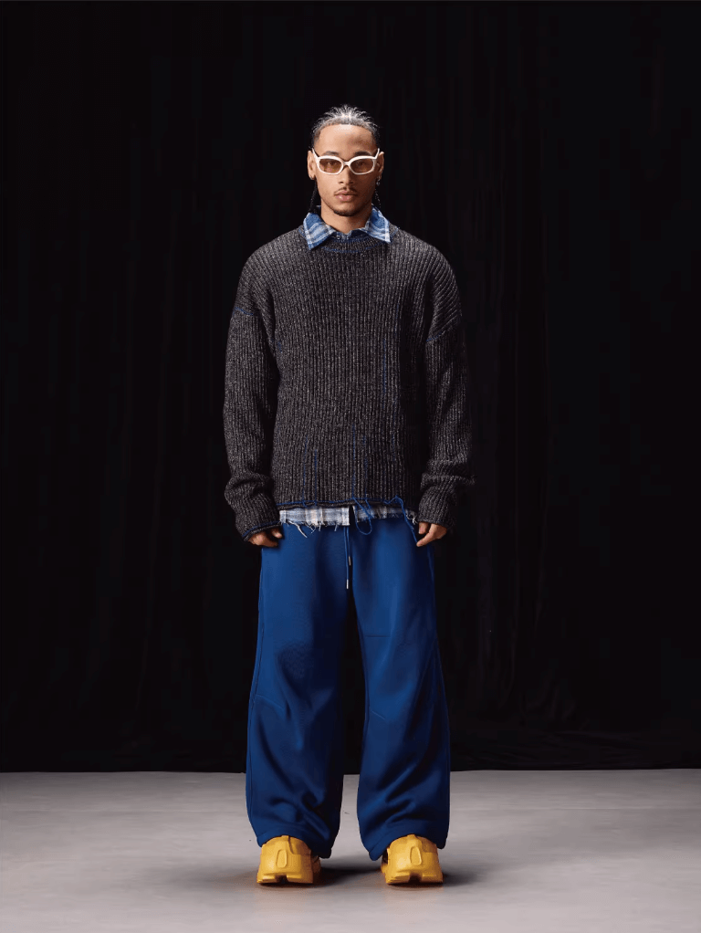 Labt Blue Stitch Work Knit Sweater | Face 3 Face