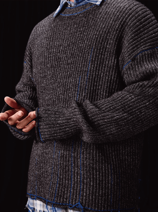 Labt Blue Stitch Work Knit Sweater | Face 3 Face