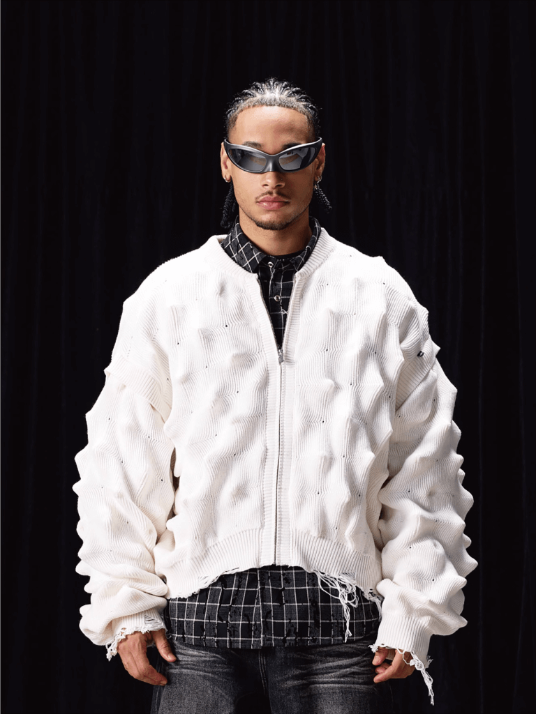 Labt Wave Distressed Knit Cardigan | Face 3 Face