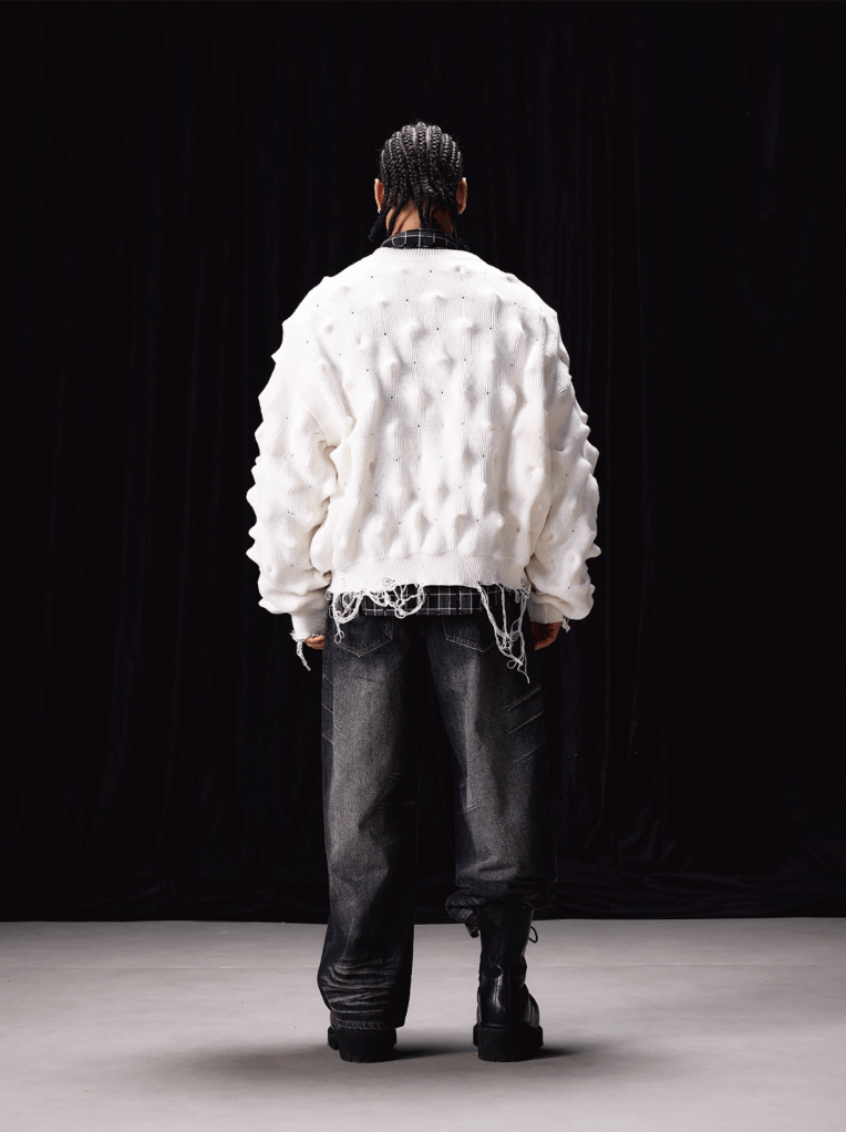 Labt Wave Distressed Knit Cardigan | Face 3 Face