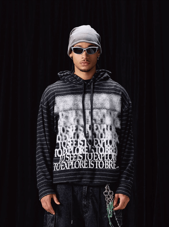 Labt Blur Print Striped Hoodie | Face 3 Face