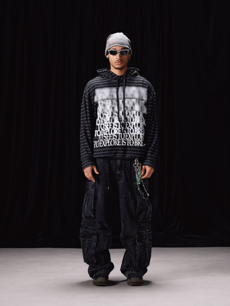 Labt Blur Print Striped Hoodie | Face 3 Face