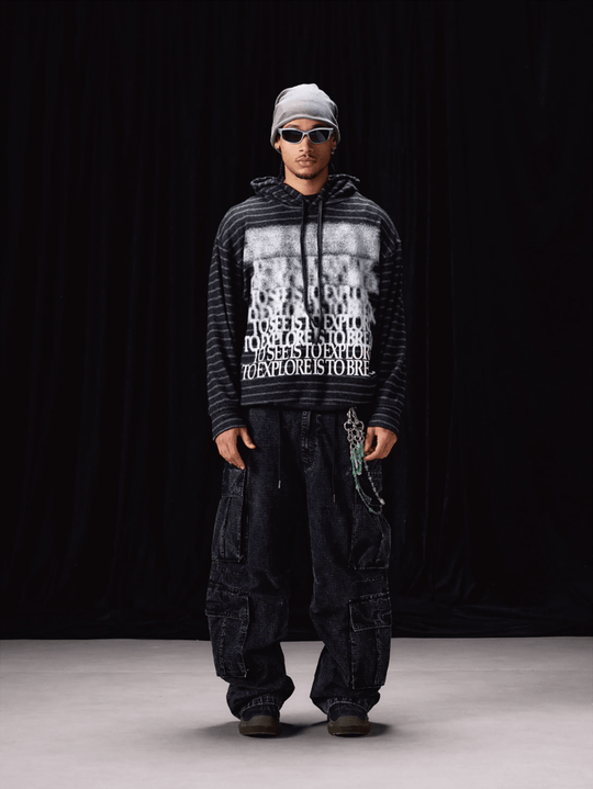 Labt Blur Print Striped Hoodie | Face 3 Face