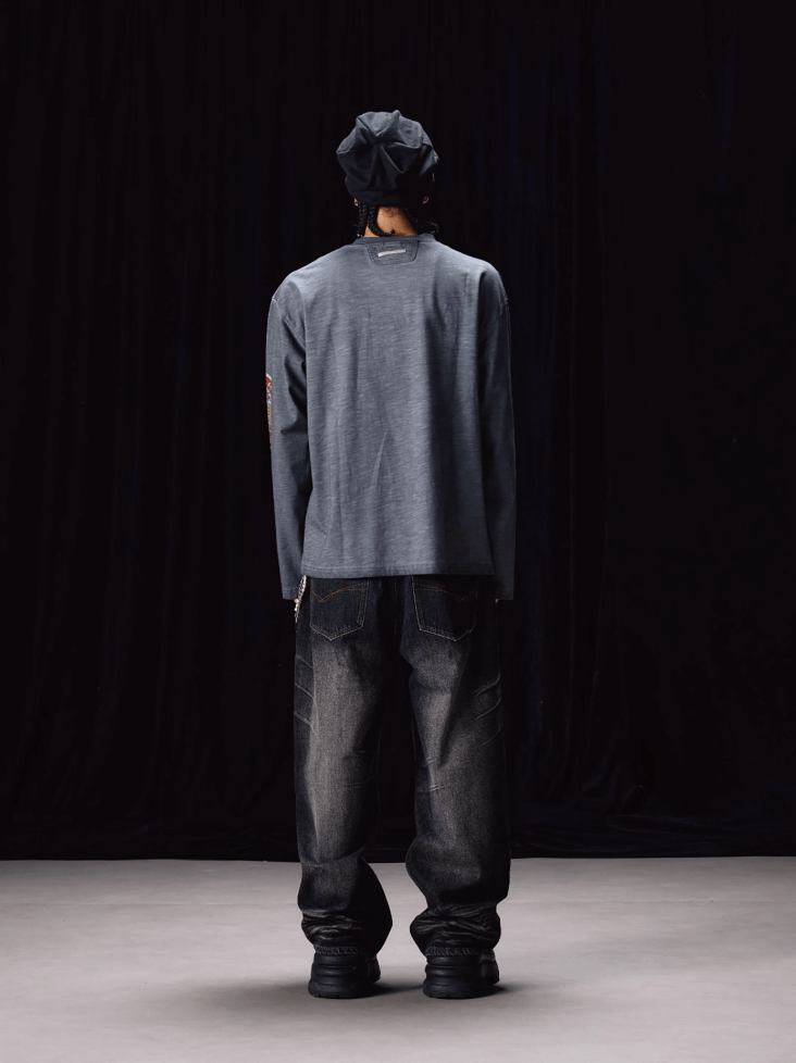 Labt Faded Dye Vintage Print Long Sleeve Tee | Face 3 Face