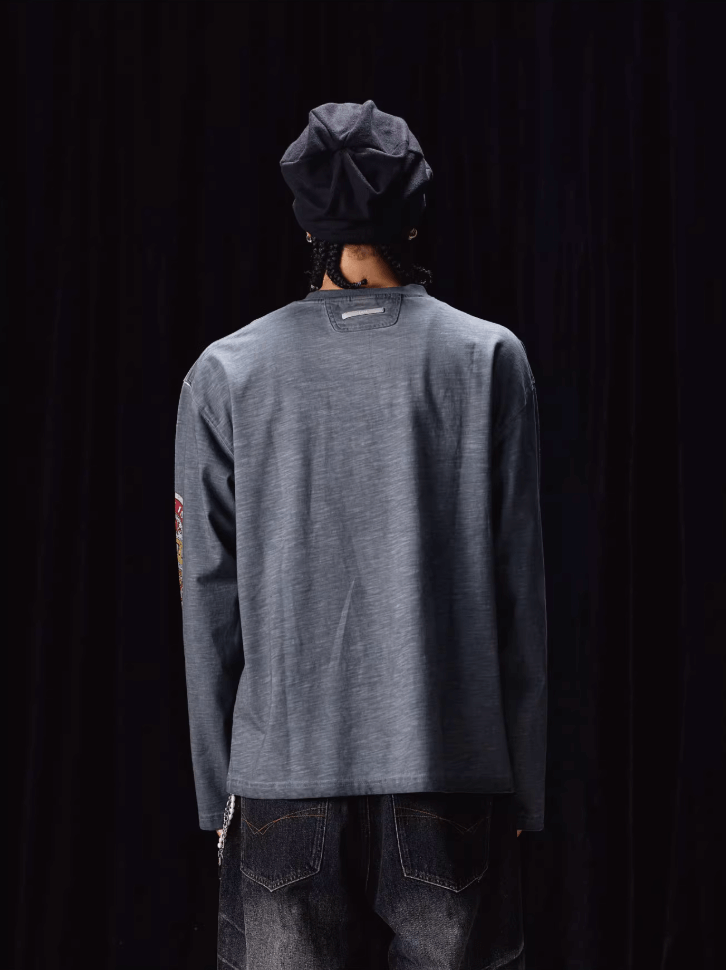 Labt Faded Dye Vintage Print Long Sleeve Tee | Face 3 Face