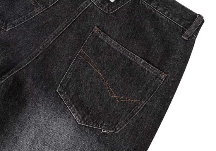 Labt Washed Stretch Whiskers Baggy Jeans | Face 3 Face