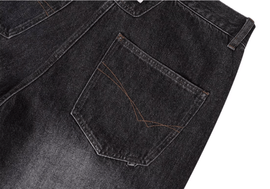 Labt Washed Stretch Whiskers Baggy Jeans | Face 3 Face