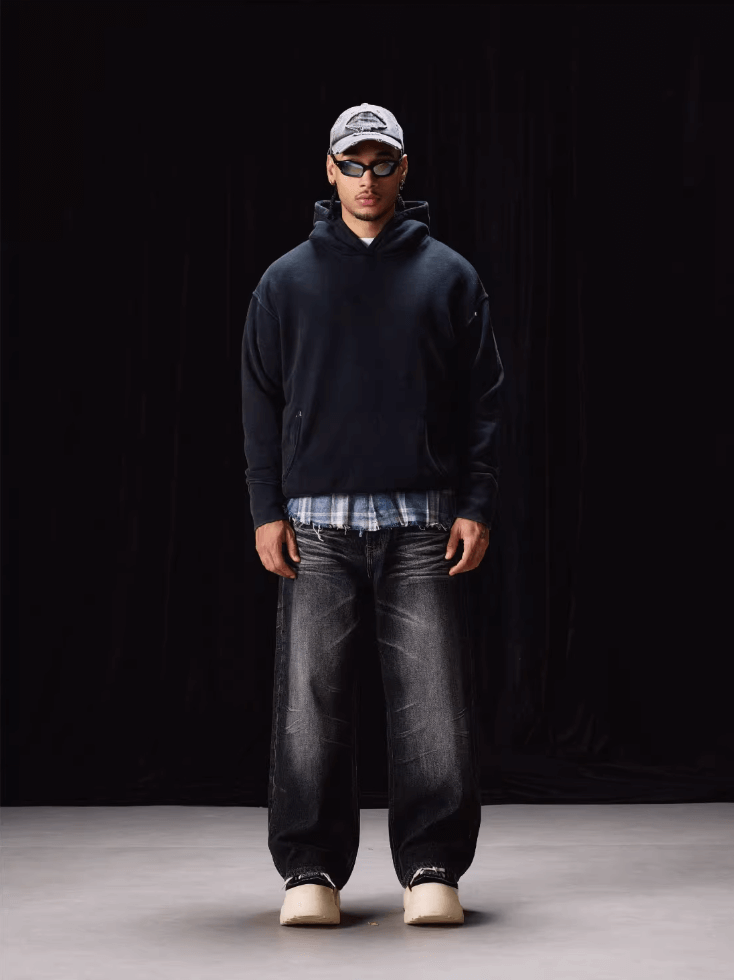 Labt Washed Stretch Whiskers Baggy Jeans | Face 3 Face