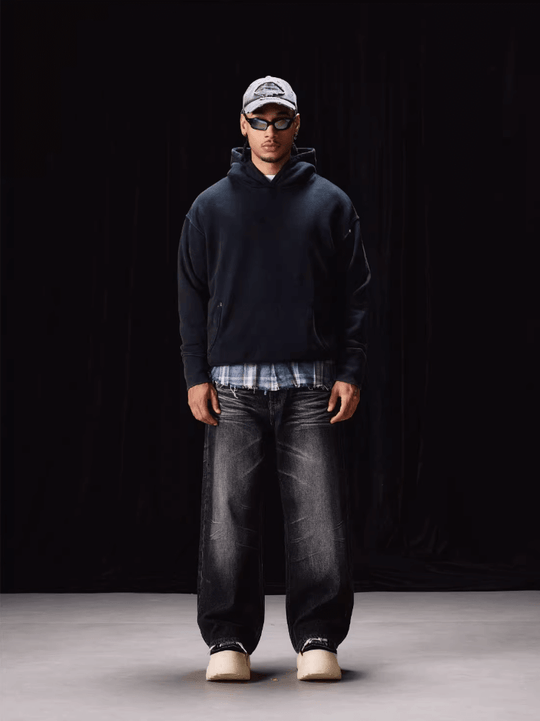 Labt Washed Stretch Whiskers Baggy Jeans | Face 3 Face